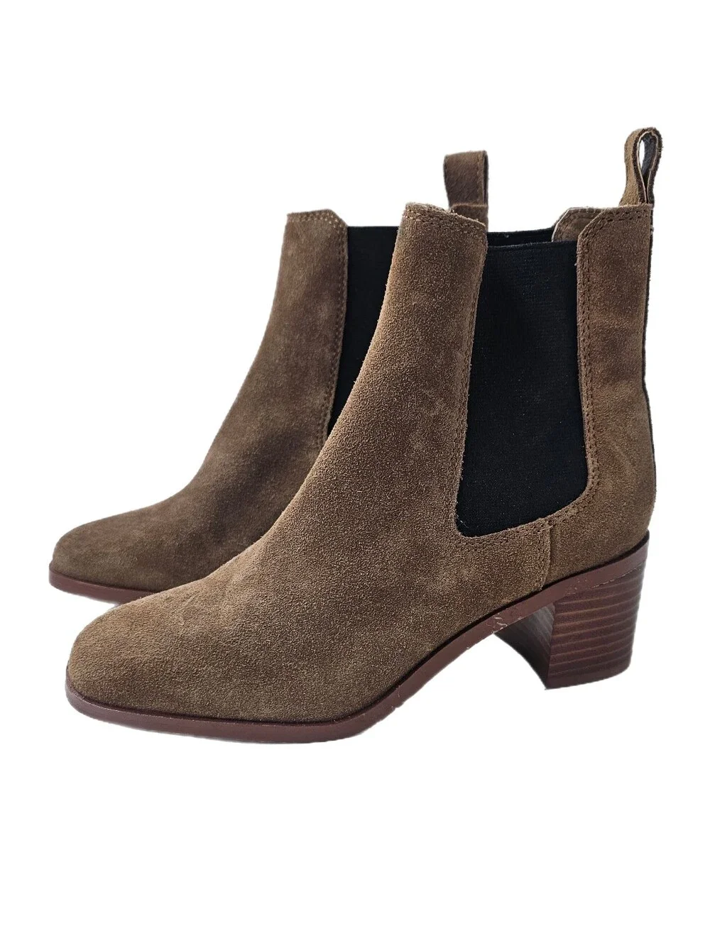 Steve Madden Rhiannon Cognac Suede Chelsea Boots Women's 6.5 NWOB Block Heel